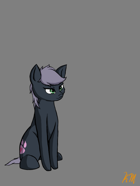 Size: 768x1024 | Tagged: safe, artist:krynnymuffin, derpibooru import, oc, unofficial characters only, earth pony, pony, gray background, simple background, sitting, solo