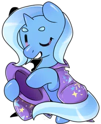 Size: 750x925 | Tagged: safe, artist:snowillusory, derpibooru import, trixie, pony, unicorn, cape, clothes, female, grin, hat, mare, one eye closed, simple background, smiling, solo, transparent background, trixie's cape, trixie's hat, wink