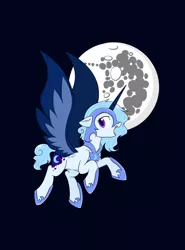 Size: 1244x1680 | Tagged: safe, artist:sirius, derpibooru import, oc, unofficial characters only, pegasus, pony, clothes, costume, fake horn, fangs, flying, moon, night, nightmare night costume, open mouth, solo, stars