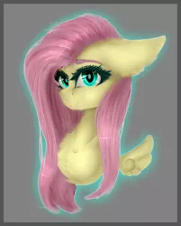 Size: 1232x1534 | Tagged: safe, artist:fellabyss, derpibooru import, fluttershy, bust, eyelashes, floating wings, floppy ears, looking at you, portrait, solo