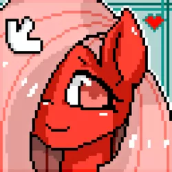 Size: 1024x1024 | Tagged: artist:monochromacat, bust, derpibooru, derpibooru import, derpibooru ponified, hair over one eye, heart, looking at you, meta, oc, oc:downvote, pixel art, ponified, safe, simple background, solo, unofficial characters only