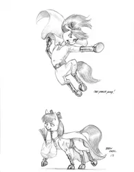 Size: 1100x1410 | Tagged: anime, apple bloom, artist:baron engel, bag, crossover, cute, derpibooru import, groceries, monochrome, mouth hold, one punch man, pencil drawing, safe, simple background, sketch, smiling, solo, traditional art, white background