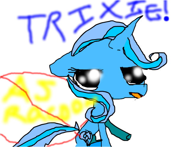 Size: 602x496 | Tagged: artist needed, safe, derpibooru import, trixie, pony, unicorn, 1000 hours in ms paint, female, floppy ears, lidded eyes, mare, ms paint, open mouth, raised hoof, simple background, sitting, solo, white background