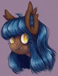 Size: 689x900 | Tagged: safe, artist:vampireselene13, derpibooru import, oc, oc:eventide everlight, unofficial characters only, bat pony, pony, bust, fangs, female, mare, portrait, solo