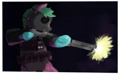 Size: 1280x791 | Tagged: semi-grimdark, artist:sapphmod, derpibooru import, oc, unofficial characters only, pony, bipedal, clothes, firing, gas mask, gloves, gun, mask, shooting, shotgun, simple background, solo, weapon