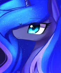 Size: 600x720 | Tagged: dead source, safe, artist:yunajee, derpibooru import, princess luna, alicorn, pony, bust, cute, female, lunabetes, mare, portrait, profile, solo