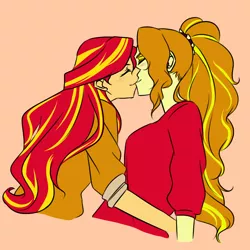 Size: 1000x1000 | Tagged: safe, artist:raika0306, derpibooru import, adagio dazzle, sunset shimmer, equestria girls, rainbow rocks, breasts, clothes, cute, eyes closed, female, kissing, lesbian, shipping, simple background, smiling, sunsagio