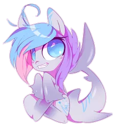 Size: 2449x2673 | Tagged: safe, artist:sorasku, derpibooru import, oc, oc:nimune, unofficial characters only, original species, shark pony, female, high res, mare, simple background, sitting, solo, transparent background