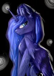 Size: 2507x3541 | Tagged: safe, artist:lostmoun, derpibooru import, princess luna, alicorn, pony, female, mare, sitting, solo