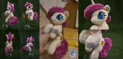 Size: 2069x1000 | Tagged: safe, artist:essorille, derpibooru import, oc, oc:althea, unofficial characters only, pony, unicorn, bandage, cute, female, glass, hand, irl, mare, photo, plushie, solo