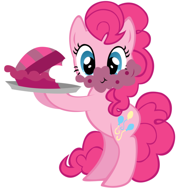 Size: 3072x3072 | Tagged: artist:lazypixel, carrying, derpibooru import, eating, edit, food, looking at you, messy eating, photoshop, pie, pinkie pie, pun, safe, simple background, solo, transparent background, vector, vector edit, visual pun