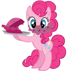 Size: 3072x3072 | Tagged: artist:lazypixel, carrying, derpibooru import, eating, edit, food, looking at you, messy eating, photoshop, pie, pinkie pie, pun, safe, simple background, solo, transparent background, vector, vector edit, visual pun