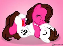 Size: 2668x1952 | Tagged: safe, artist:aarondrawsarts, derpibooru import, oc, oc:brain teaser, oc:rose bloom, unofficial characters only, brainbloom, cuddling, cute, hug, licking, love, oc x oc, playing, romance, shipping, snuggling, tongue out