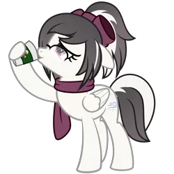 Size: 6667x6667 | Tagged: safe, artist:besttubahorse, derpibooru import, oc, oc:wintertide, unofficial characters only, pegasus, pony, absurd resolution, bow, clothes, coffee cup, cup, drinking, glasses, scarf, simple background, solo, transparent background, vector