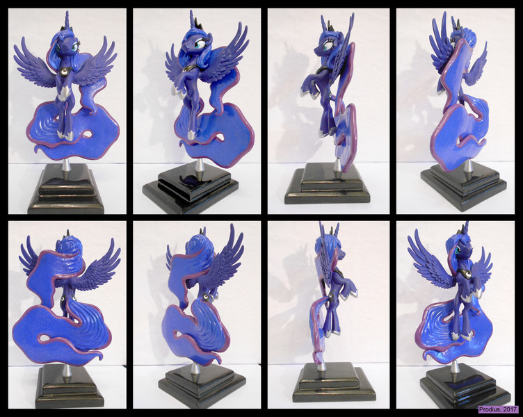 Size: 6153x4910 | Tagged: safe, artist:prodius, derpibooru import, princess luna, alicorn, pony, absurd resolution, craft, female, figurine, flying, irl, photo, sculpey, sculpture, show accurate, solo, traditional art