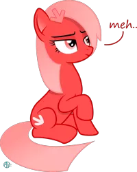 Size: 2200x2753 | Tagged: safe, artist:arifproject, derpibooru import, oc, oc:downvote, ponified, unofficial characters only, earth pony, pony, derpibooru, derpibooru ponified, hairclip, meh, meta, raised hoof, simple background, sitting, solo, transparent background, vector
