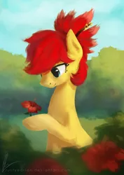 Size: 2480x3507 | Tagged: safe, artist:rustyedrian, derpibooru import, oc, oc:rosa blossomheart, unofficial characters only, earth pony, pony, female, flower, hibiscus, mare, solo