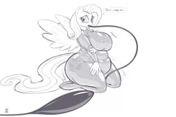 Size: 5367x3584 | Tagged: absurd resolution, anthro, artist:badgerben, ass, big breasts, blushing, breasts, chubby, cider suit, derpibooru import, embarrassed, expansion, fat, female, flutterbutt, fluttershy, growth, high heels, hose, hose bulges, inflation, kneeling, large butt, latex, latex suit, monochrome, solo, solo female, sound effects, spread wings, suggestive, unguligrade anthro, weight gain, wingboner