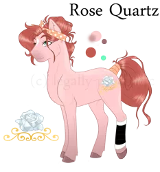 Size: 1457x1566 | Tagged: safe, artist:legally-psychotic, derpibooru import, oc, oc:rose quartz, unofficial characters only, earth pony, pony, female, mare, reference sheet, simple background, solo, tail wrap, transparent background, watermark