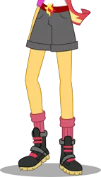 Size: 2117x3693 | Tagged: safe, artist:anhel032015, artist:teentitansfan201, derpibooru import, sunset shimmer, equestria girls, legend of everfree, belt, boots, clothes, cropped, legs, pictures of legs, shorts, simple background, socks, solo, transparent background, vector