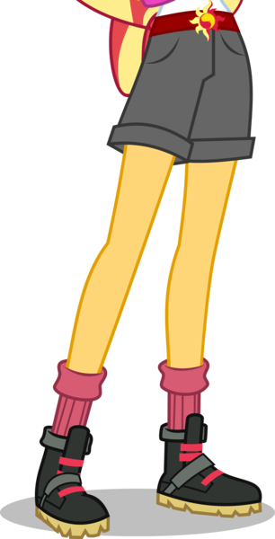 Size: 2047x4015 | Tagged: safe, artist:limedazzle, artist:teentitansfan201, derpibooru import, sunset shimmer, equestria girls, legend of everfree, absurd resolution, belt, boots, clothes, cropped, legs, pictures of legs, shorts, simple background, socks, solo, transparent background, vector