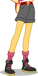 Size: 2047x4015 | Tagged: safe, artist:limedazzle, artist:teentitansfan201, derpibooru import, sunset shimmer, equestria girls, legend of everfree, absurd resolution, belt, boots, clothes, cropped, legs, pictures of legs, shorts, simple background, socks, solo, transparent background, vector