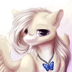 Size: 1000x1000 | Tagged: safe, artist:peachmayflower, derpibooru import, oc, oc:eliot, unofficial characters only, pegasus, pony, bust, female, jewelry, mare, necklace, portrait, solo