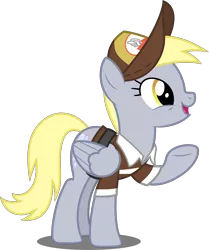 Size: 4180x5000 | Tagged: safe, artist:dashiesparkle, derpibooru import, derpy hooves, pegasus, pony, to where and back again, .svg available, absurd resolution, cap, female, hat, mailmare, mare, open mouth, raised hoof, simple background, solo, transparent background, vector