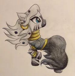 Size: 1024x1038 | Tagged: artist:ekakichan, clothes, costume, derpibooru import, nightmare night costume, safe, solo, traditional art, zebra, zecora