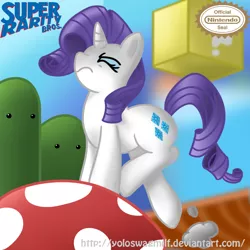 Size: 1000x1000 | Tagged: artist:marble-soda, crossover, derpibooru import, mushroom, parody, rarity, safe, solo, super mario bros.