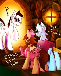 Size: 1024x1279 | Tagged: safe, artist:crutonart, derpibooru import, oc, oc:cruton, oc:tea time, unofficial characters only, pony, clothes, costume, halloween