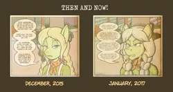 Size: 1500x798 | Tagged: safe, artist:regularmouseboy, derpibooru import, apple bloom, applejack, apple rose, big macintosh, granny smith, anthro, earth pony, alternate universe, angry, annoyed, apple family, art evolution, badass, before and after, car, cigarette, comic, comparison, draw this again, frustrated, male, memories, ponyville, rebel, rebellious teen, redrawn, remake, smoke, smoking, southern, speech bubble, street, vintage, world war ii, young granny smith