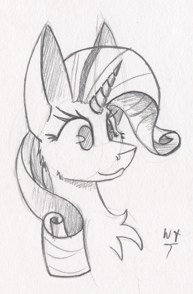 Size: 2106x3210 | Tagged: safe, artist:wingedthoughts, derpibooru import, rarity, pony, unicorn, lineart, monochrome, sketch, solo, traditional art