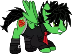 Size: 1292x971 | Tagged: safe, artist:lightningbolt, derpibooru import, ponified, pegasus, pony, .svg available, american idiot, belt, billie joe armstrong, boots, buckle, clothes, eyeliner, eyeshadow, green day, grin, imminent pounce, makeup, male, messy mane, messy tail, necktie, shirt, shoes, simple background, smiling, smug, socks, solo, stallion, svg, transparent background, vector