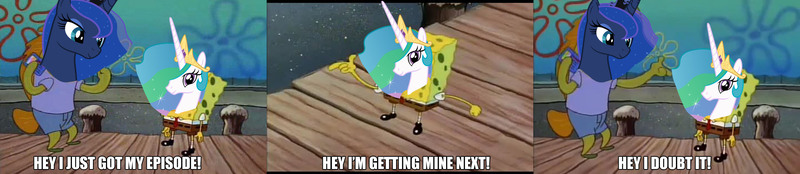 Size: 3072x667 | Tagged: safe, derpibooru import, princess celestia, princess luna, 1000 years in photoshop, boating school, image, jpeg, meme, spongebob squarepants, spongebob squarepants (character)