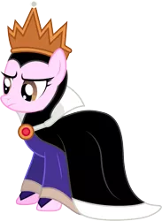 Size: 1001x1368 | Tagged: safe, artist:cloudyglow, derpibooru import, suri polomare, ponified, pony, clothes, clothes swap, cosplay, costume, crown, disney, evil queen, grimhilde, jewelry, simple background, snow white, snow white and the seven dwarfs, solo, transparent background, vector