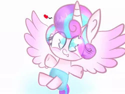 Size: 1024x768 | Tagged: safe, artist:aimycat, derpibooru import, princess flurry heart, pony, cute, diaper, flurrybetes, heart, looking at you, simple background, solo, spread wings, white background