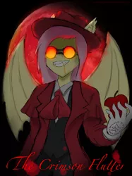 Size: 1530x2048 | Tagged: alucard, alushy, anthro, artist:zachthehedgehog97-2, badass, crossover, derpibooru import, flutterbadass, fluttershy, hellsing, moon, safe, solo, the crimson fluttr