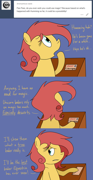 Size: 1280x2477 | Tagged: safe, artist:hummingway, derpibooru import, oc, oc:pan pare, unofficial characters only, pony, ask-humming-way, dialogue, solo, tumblr, tumblr comic