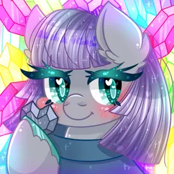 Size: 2000x2000 | Tagged: safe, artist:audra-hime, derpibooru import, maud pie, pony, heart, rock, smiling, solo, when she smiles, wingding eyes