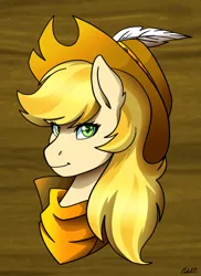 Size: 1600x2200 | Tagged: safe, artist:ciderpunk, derpibooru import, oc, oc:applesunrise, unofficial characters only, pony, bandana, bust, cowboy hat, hat, portrait, solo