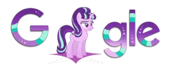 Size: 1024x398 | Tagged: safe, artist:xxmaxterxx, derpibooru import, starlight glimmer, pony, unicorn, equal cutie mark, google, lidded eyes, logo, logo parody, simple background, smiling, solo, transparent background