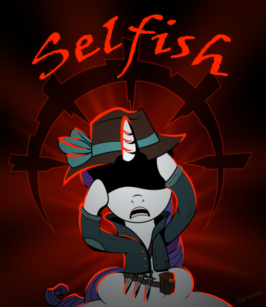 Size: 1680x1941 | Tagged: semi-grimdark, artist:diggerstrike, derpibooru import, rarity, pony, unicorn, crossover, darkest dungeon, grave robber, hat, knife, solo, weapon