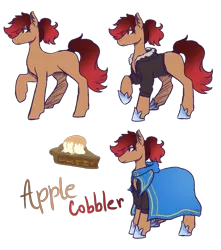 Size: 1351x1528 | Tagged: safe, artist:kikirdcz, derpibooru import, oc, oc:apple cobbler, unofficial characters only, earth pony, pony, clothes, female, mare, raised hoof, reference sheet, simple background, solo, transparent background