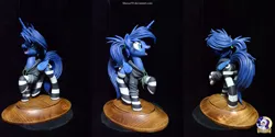 Size: 4000x2000 | Tagged: absurd resolution, artist:ncmares, artist:shuxer59, clothes, commission, derpibooru import, happy birthday, hoodie, irl, open mouth, photo, princess luna, raised hoof, safe, sculpture, socks, solo, striped socks, traditional art