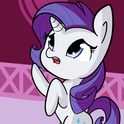 Size: 1280x1280 | Tagged: safe, artist:tjpones, derpibooru import, edit, editor:dsp2003, rarity, pony, unicorn, adorable distress, animated, cute, diabetes, exploitable, eye shimmer, frown, gif, hoofy-kicks, horses doing horse things, looking up, open mouth, rarara, raribetes, rearing, sad, solo, textless, tjpones is trying to murder us, upsies