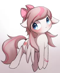 Size: 1367x1668 | Tagged: safe, artist:ccc, derpibooru import, angel wings, pegasus, pony, blushing, cute, female, floppy ears, flying, gradient background, mare, pixiv, solo