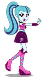 Size: 2000x3600 | Tagged: safe, artist:mixiepie, derpibooru import, sonata dusk, equestria girls, rainbow rocks, boots, clothes, cute, fingerless gloves, gloves, high heel boots, jewelry, looking at you, open mouth, pendant, ponytail, raised leg, simple background, skirt, smiling, solo, transparent background, vector
