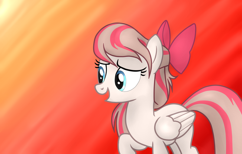 Size: 6600x4200 | Tagged: safe, artist:everesco, derpibooru import, angel wings, pegasus, pony, absurd resolution, bow, female, hair bow, mare, smiling, solo