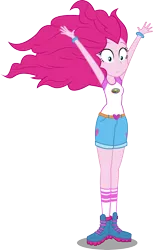 Size: 3148x5131 | Tagged: safe, artist:twls7551, derpibooru import, pinkie pie, equestria girls, legend of everfree, absurd resolution, boots, clothes, shorts, simple background, socks, solo, transparent background, vector